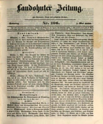 Landshuter Zeitung Sonntag 5. Mai 1850