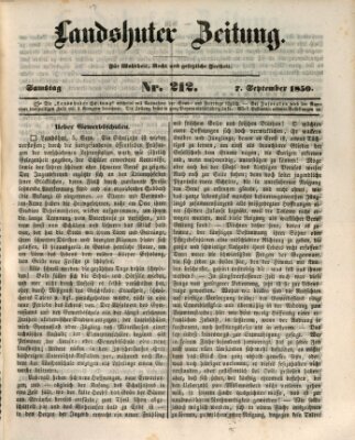 Landshuter Zeitung Samstag 7. September 1850