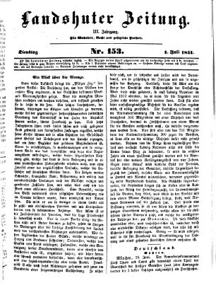 Landshuter Zeitung Dienstag 1. Juli 1851