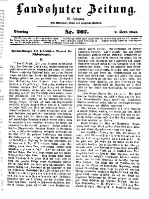 Landshuter Zeitung Dienstag 2. September 1851