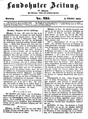 Landshuter Zeitung Sonntag 3. Oktober 1852