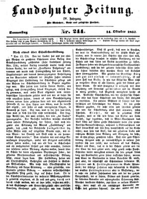 Landshuter Zeitung Donnerstag 14. Oktober 1852