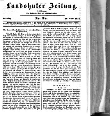 Landshuter Zeitung Dienstag 26. April 1853