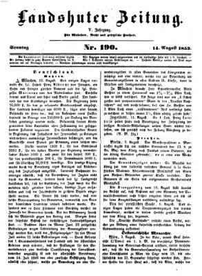 Landshuter Zeitung Sonntag 14. August 1853