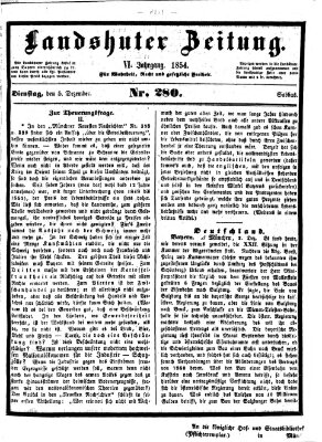 Landshuter Zeitung Dienstag 5. Dezember 1854