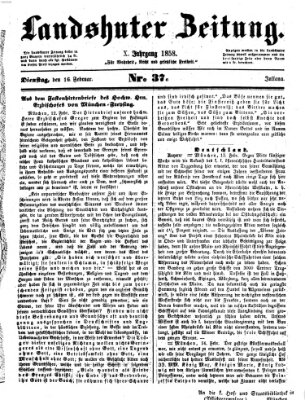 Landshuter Zeitung Dienstag 16. Februar 1858