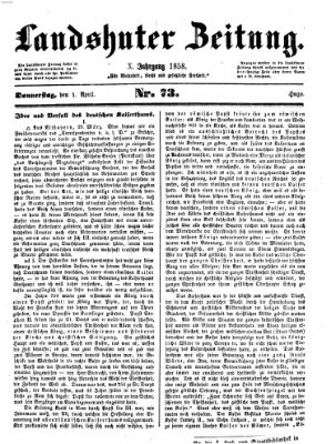 Landshuter Zeitung Donnerstag 1. April 1858