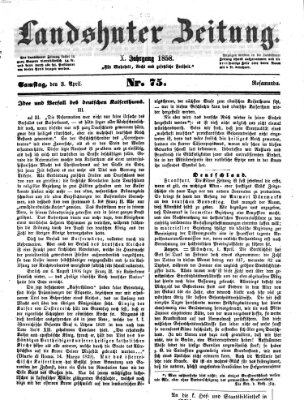 Landshuter Zeitung Samstag 3. April 1858