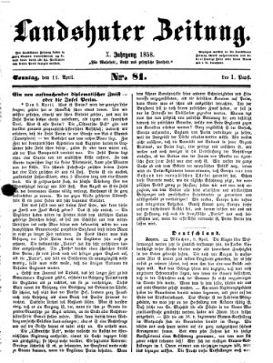 Landshuter Zeitung Sonntag 11. April 1858