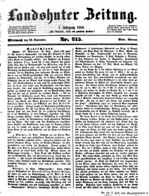 Landshuter Zeitung Mittwoch 22. September 1858