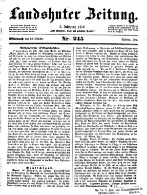 Landshuter Zeitung Mittwoch 27. Oktober 1858