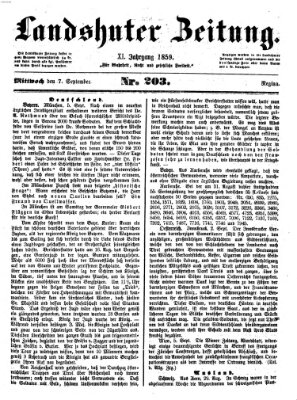 Landshuter Zeitung Mittwoch 7. September 1859