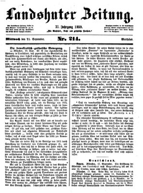 Landshuter Zeitung Mittwoch 21. September 1859