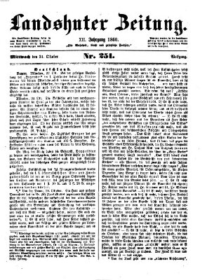 Landshuter Zeitung Mittwoch 31. Oktober 1860