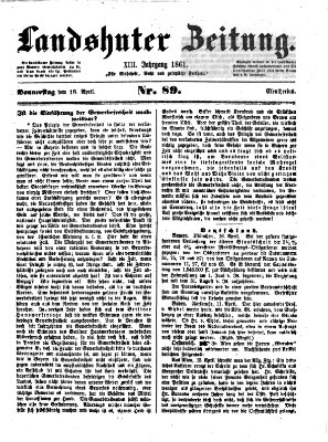 Landshuter Zeitung Donnerstag 18. April 1861