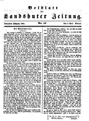 Landshuter Zeitung Montag 8. April 1861