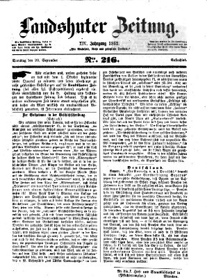 Landshuter Zeitung Samstag 20. September 1862