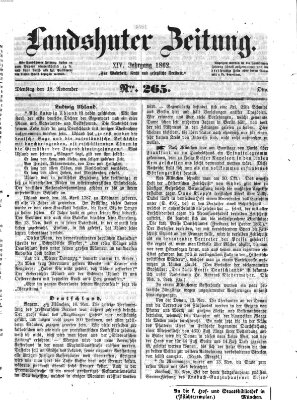 Landshuter Zeitung Dienstag 18. November 1862