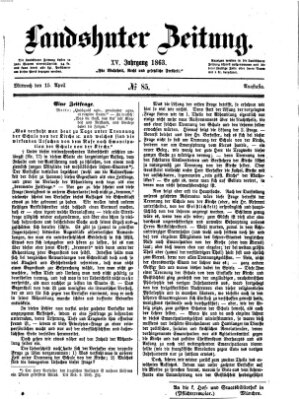 Landshuter Zeitung Mittwoch 15. April 1863