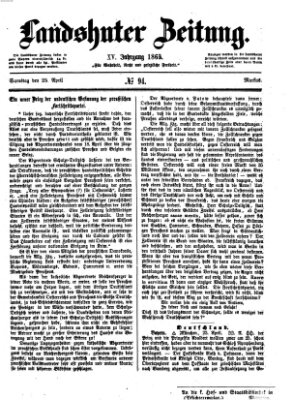Landshuter Zeitung Samstag 25. April 1863
