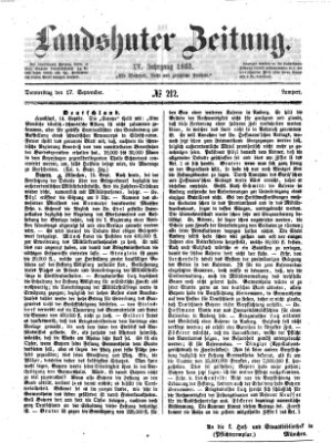 Landshuter Zeitung Donnerstag 17. September 1863