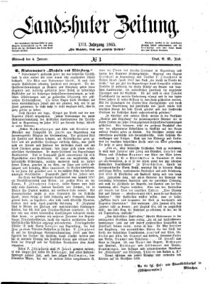 Landshuter Zeitung Mittwoch 4. Januar 1865