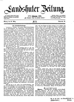 Landshuter Zeitung Montag 27. März 1865