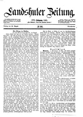 Landshuter Zeitung Dienstag 22. August 1865