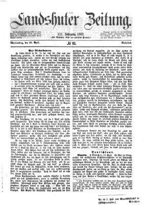 Landshuter Zeitung Samstag 20. April 1867