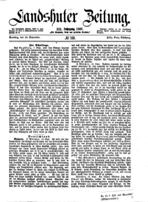 Landshuter Zeitung Samstag 14. September 1867