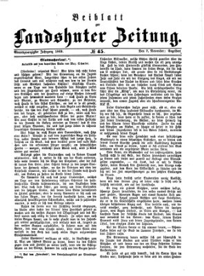 Landshuter Zeitung Sonntag 7. November 1869
