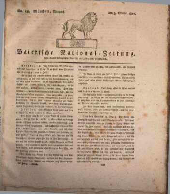 Baierische National-Zeitung Mittwoch 3. Oktober 1810