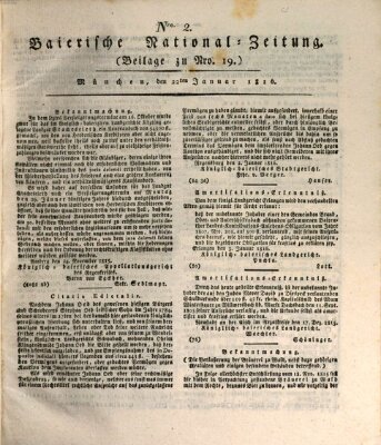 Baierische National-Zeitung Montag 22. Januar 1816