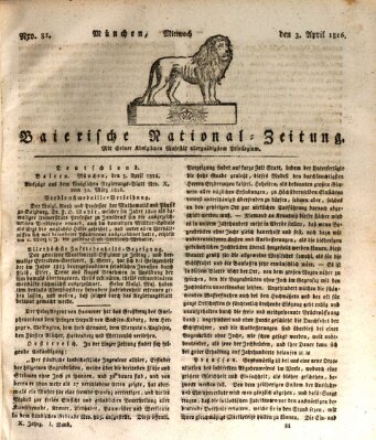 Baierische National-Zeitung Mittwoch 3. April 1816
