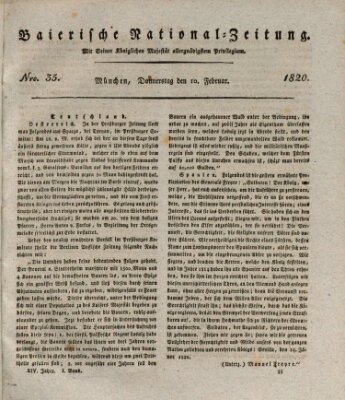 Baierische National-Zeitung Donnerstag 10. Februar 1820