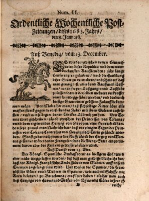 Ordentliche wochentliche Post-Zeitungen Freitag 8. Januar 1683