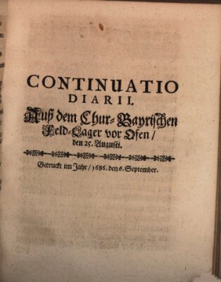 Ordentliche wochentliche Post-Zeitungen Freitag 6. September 1686