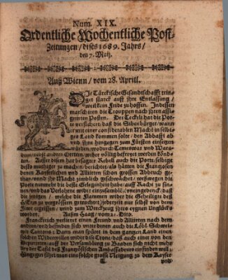 Ordentliche wochentliche Post-Zeitungen Samstag 7. Mai 1689