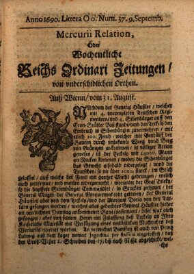 Mercurii Relation, oder wochentliche Reichs Ordinari Zeitungen, von underschidlichen Orthen (Süddeutsche Presse) Samstag 9. September 1690