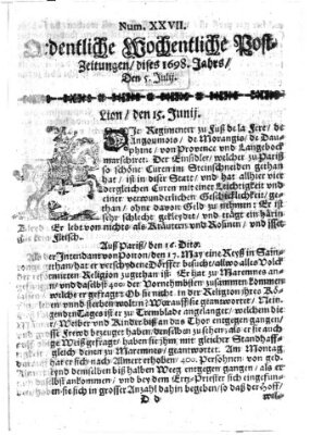 Ordentliche wochentliche Post-Zeitungen Samstag 5. Juli 1698