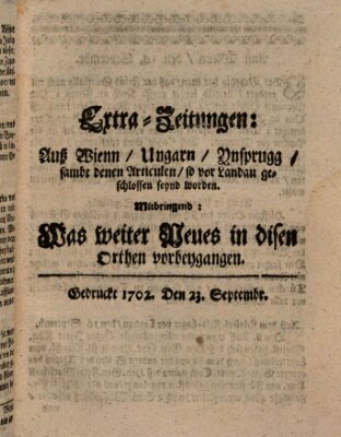 Mercurii Relation, oder wochentliche Ordinari Zeitungen von underschidlichen Orthen (Süddeutsche Presse) Samstag 23. September 1702