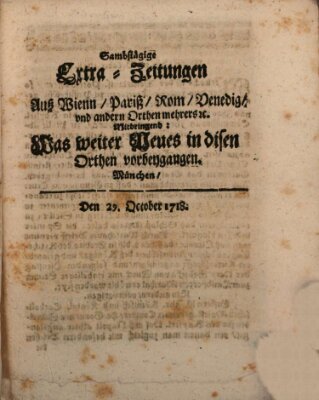Mercurii Relation, oder wochentliche Ordinari Zeitungen von underschidlichen Orthen (Süddeutsche Presse) Samstag 29. Oktober 1718