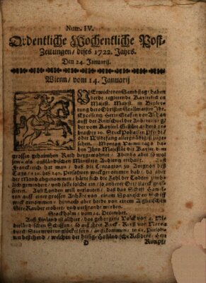 Ordentliche wochentliche Post-Zeitungen Samstag 24. Januar 1722