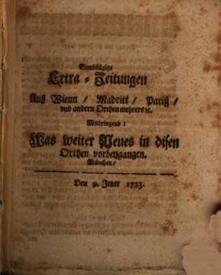 Mercurii Relation, oder wochentliche Ordinari Zeitungen von underschidlichen Orthen (Süddeutsche Presse) Samstag 9. Januar 1723