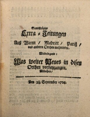 Mercurii Relation, oder wochentliche Ordinari Zeitungen von underschidlichen Orthen (Süddeutsche Presse) Samstag 28. September 1726