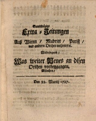 Mercurii Relation, oder wochentliche Ordinari Zeitungen von underschidlichen Orthen (Süddeutsche Presse) Samstag 22. März 1727