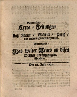 Mercurii Relation, oder wochentliche Ordinari Zeitungen von underschidlichen Orthen (Süddeutsche Presse) Samstag 12. Juli 1727