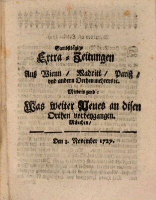 Mercurii Relation, oder wochentliche Ordinari Zeitungen von underschidlichen Orthen (Süddeutsche Presse) Samstag 1. November 1727