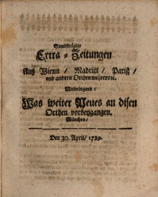Mercurii Relation, oder wochentliche Ordinari Zeitungen von underschidlichen Orthen (Süddeutsche Presse) Samstag 30. April 1729