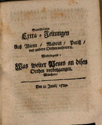 Mercurii Relation, oder wochentliche Ordinari Zeitungen von underschidlichen Orthen (Süddeutsche Presse) Samstag 11. Juni 1729